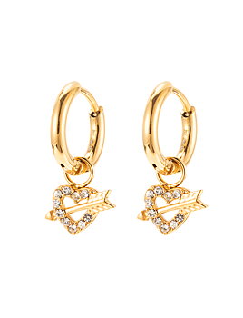 Heart and arrow hoop crystal gold