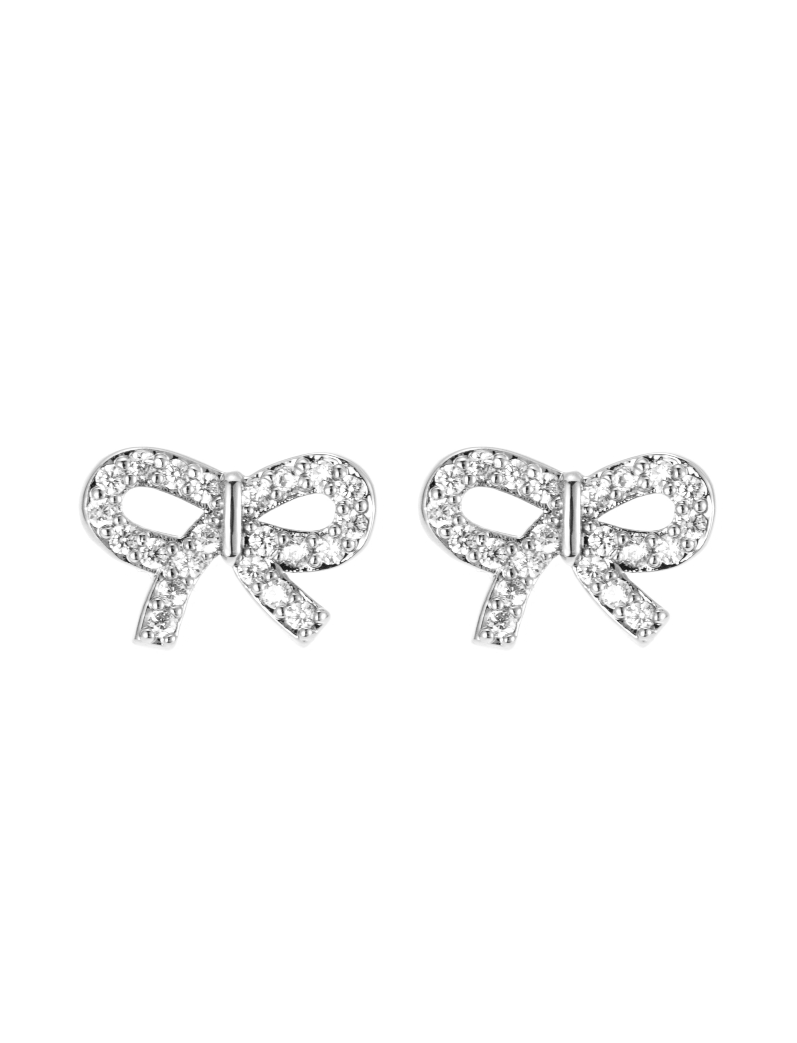 Crystal bow earring steel - 3