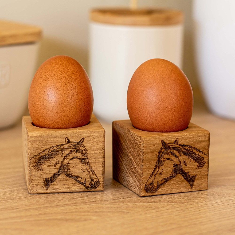 Egg Cups Selbrae House Oak Horse Motif 2-pack - 2