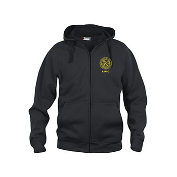 Hoodie zip litet tryck bröst Unisex (Karolinska Gymnasiet)