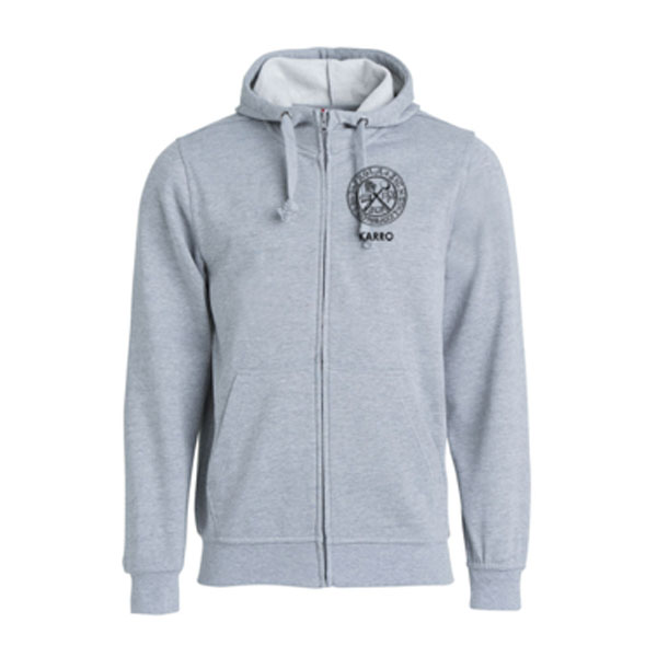 Hoodie zip litet tryck bröst Unisex (Karolinska Gymnasiet)