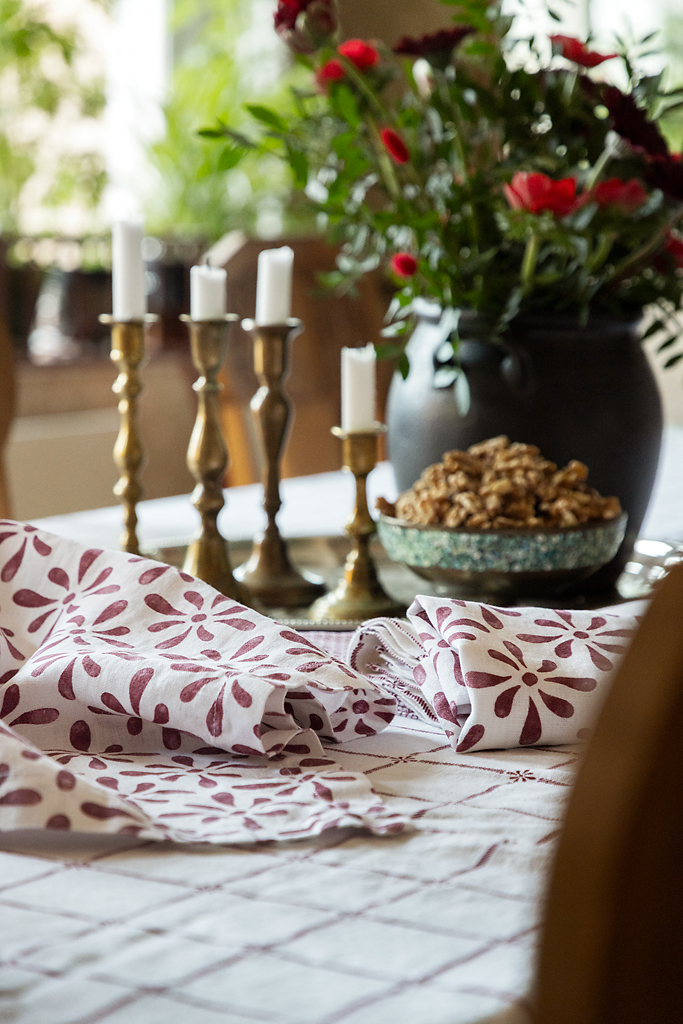 Linen Towel Watercolour White/Red - 7