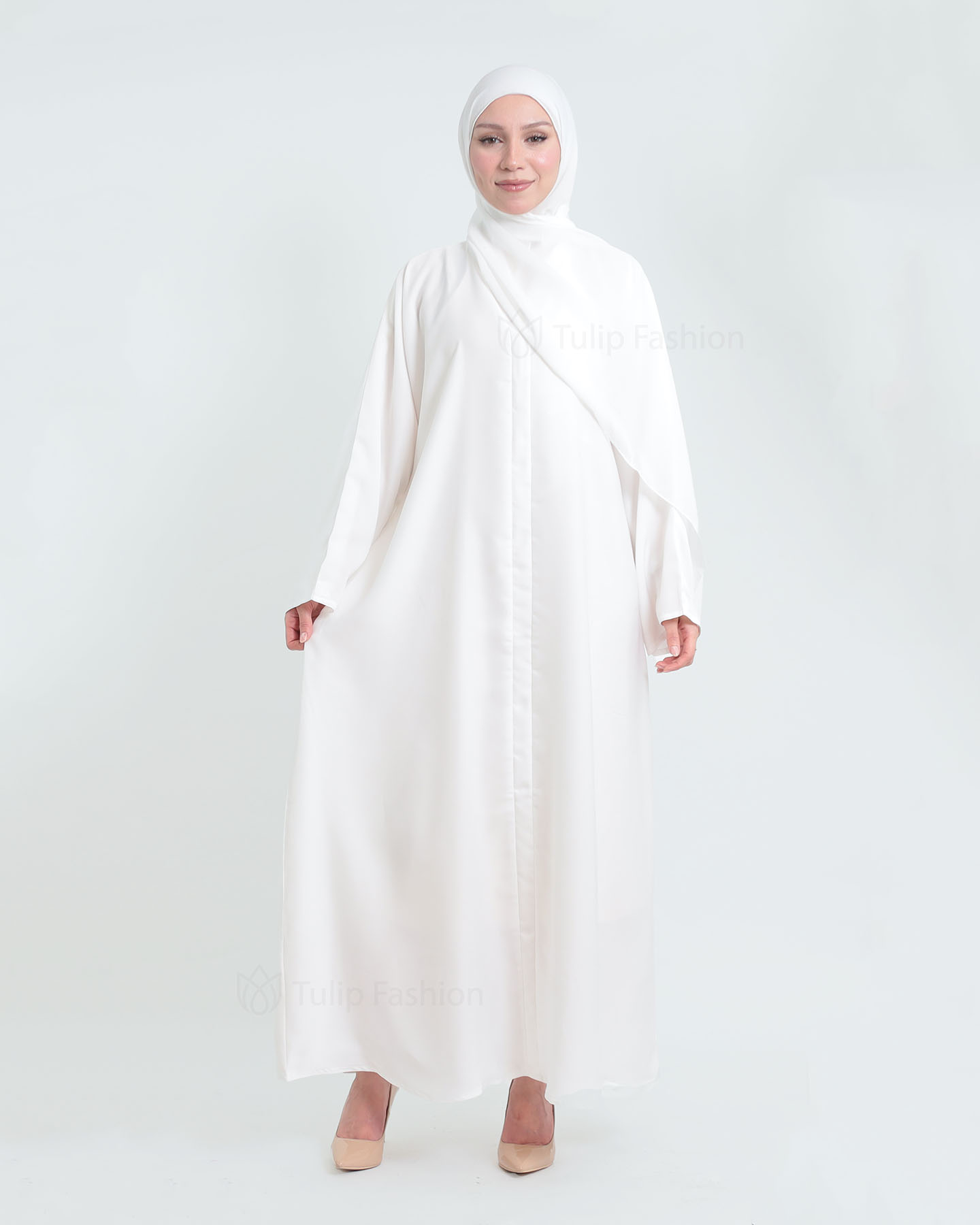 Abaya with matching Hijab - White