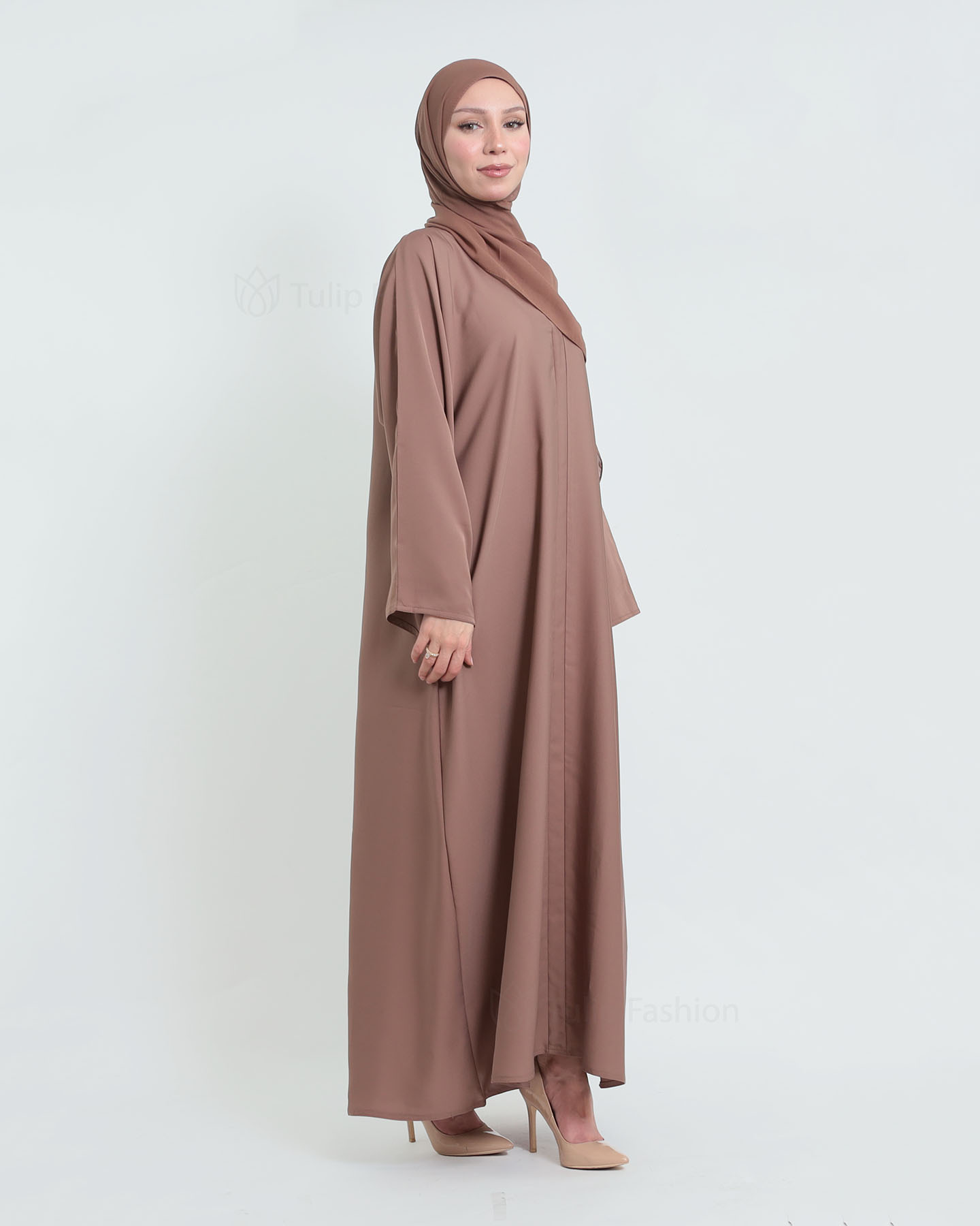 Abaya with matching Hijab - Mauve - 2
