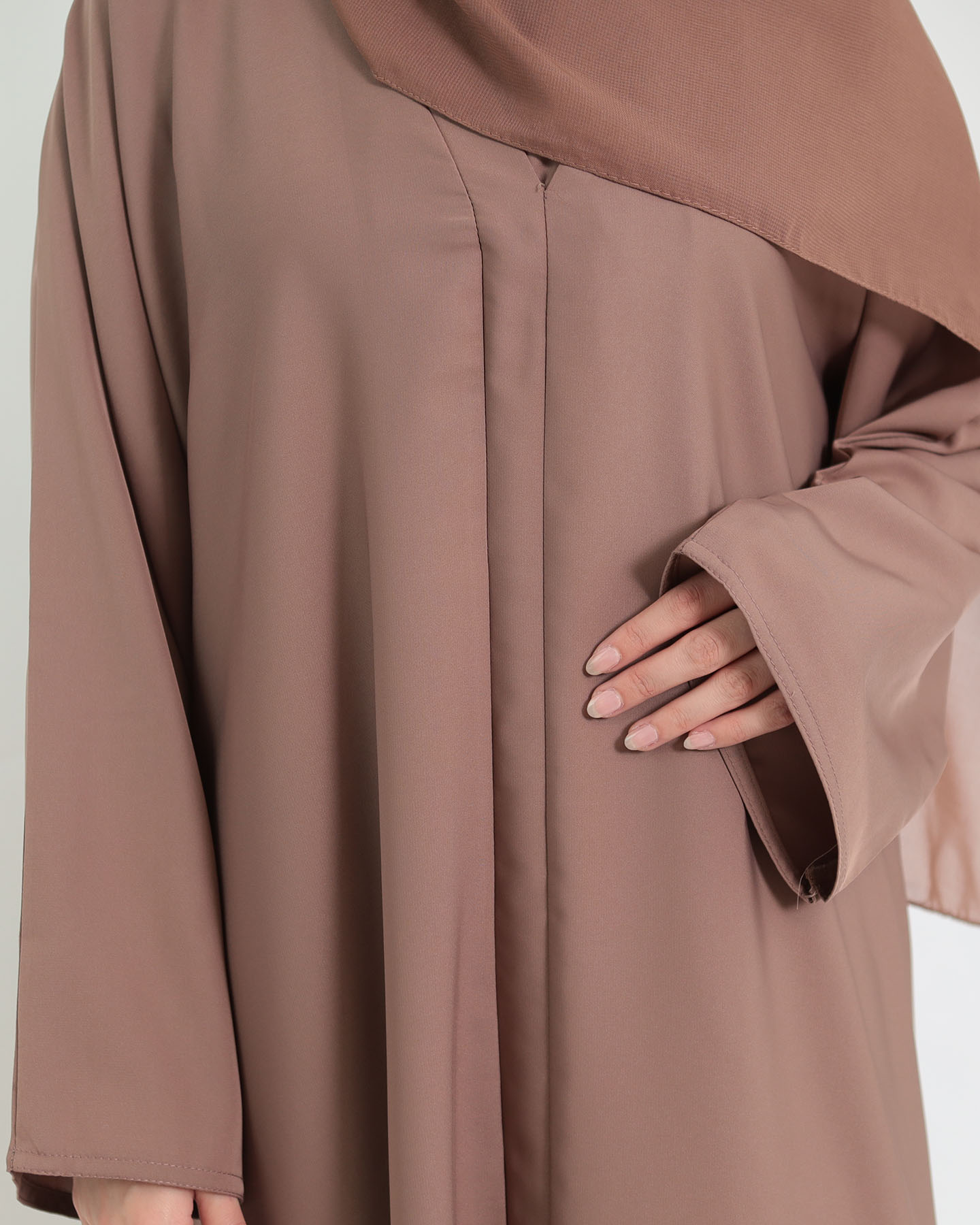 Abaya with matching Hijab - Mauve - 5