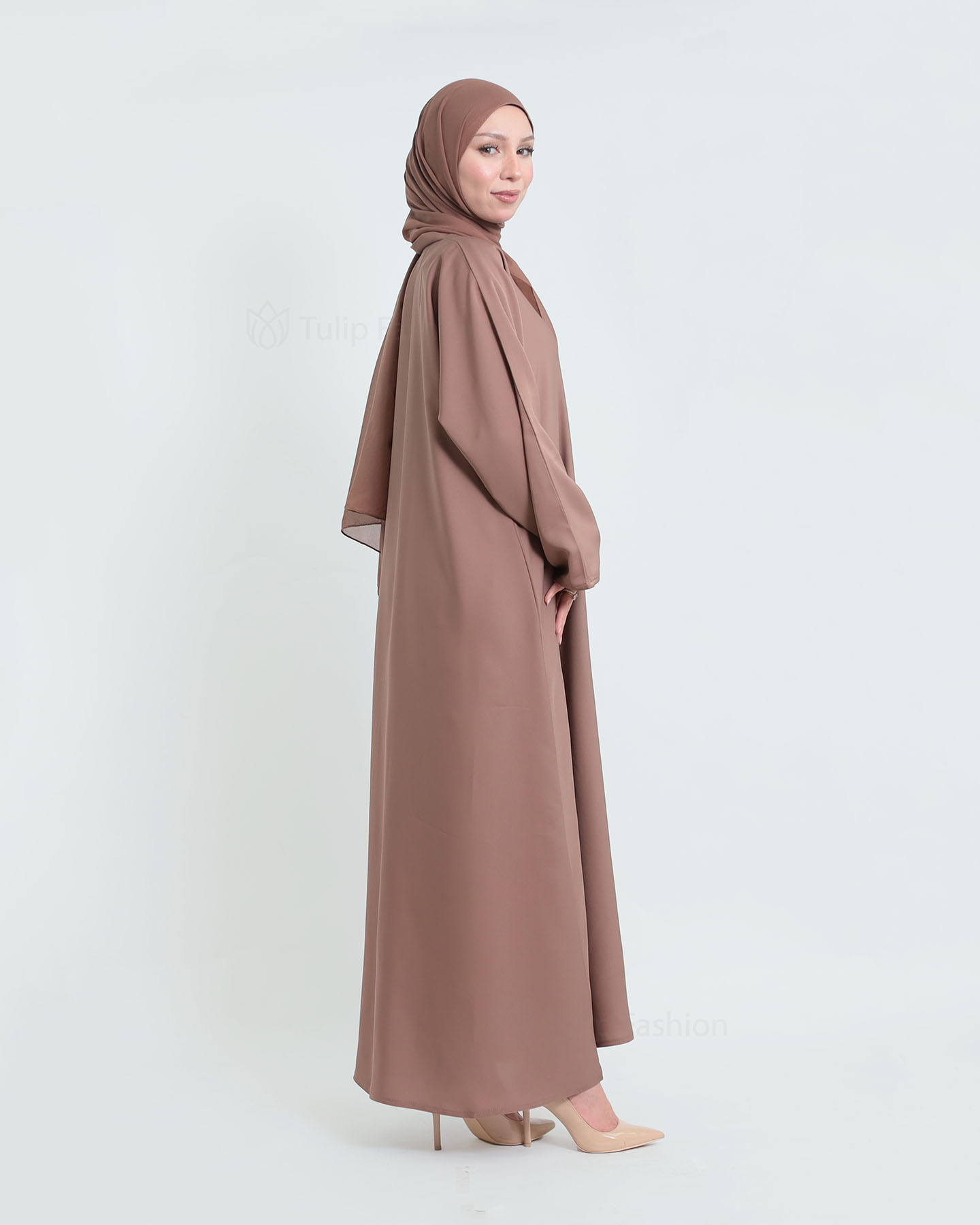 Abaya with matching Hijab - Mauve - 3