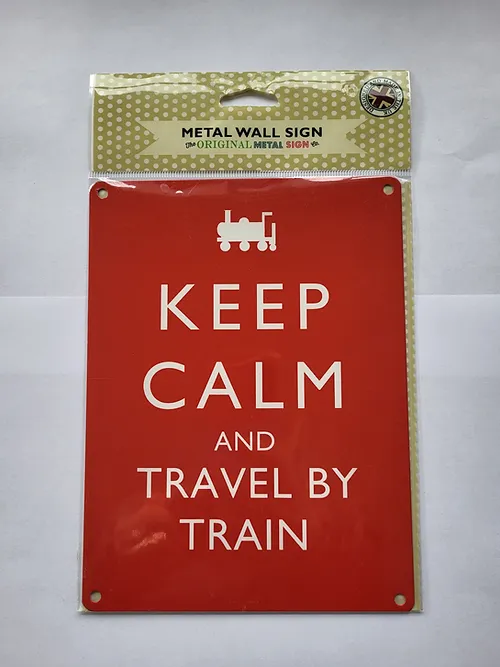 Skilt, lite: Keep Calm and Travel by Train - 2