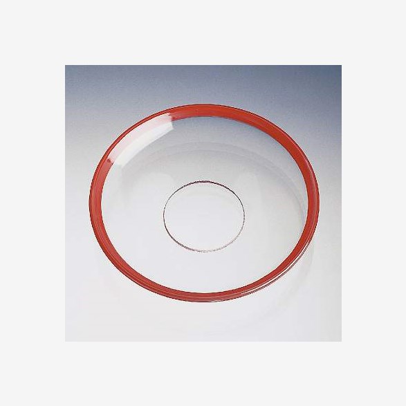 Ljusmanschett - klart glas med röd kant