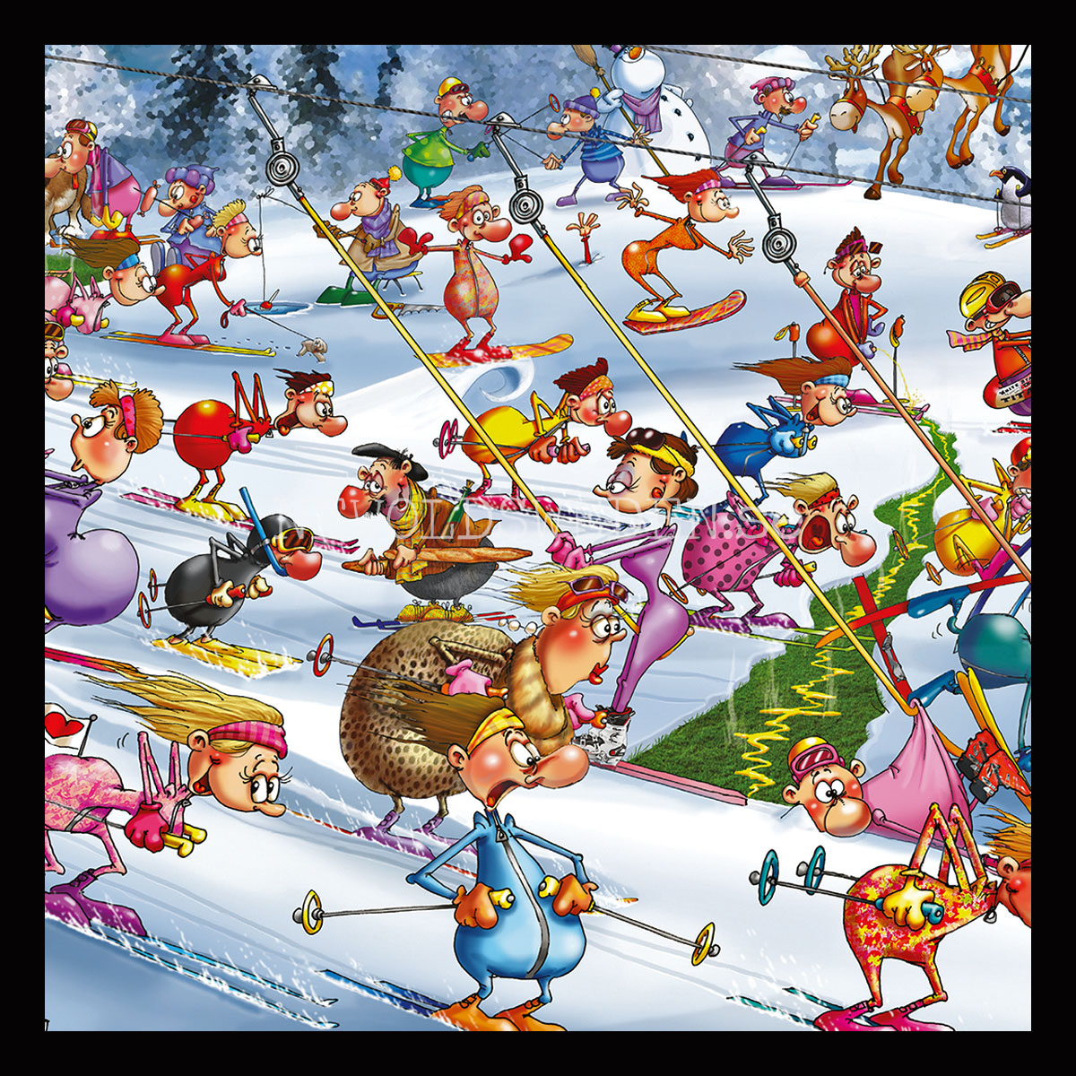 Christmas Skiing 1000 Puzzel - 68 x 48.5 cm - François Ruyer - PIATNIK - 6