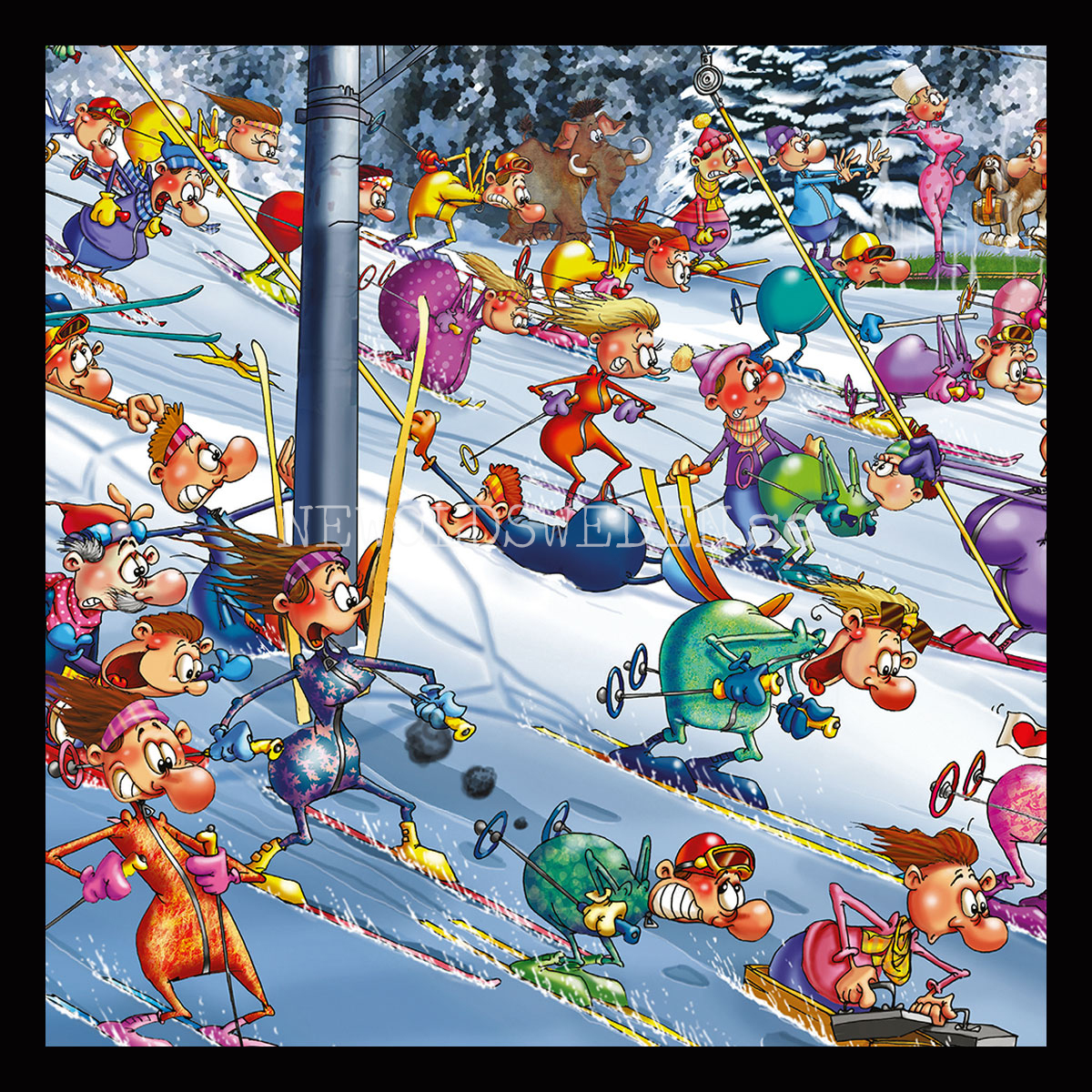 Christmas Skiing 1000 Puzzel - 68 x 48.5 cm - François Ruyer - PIATNIK - 5
