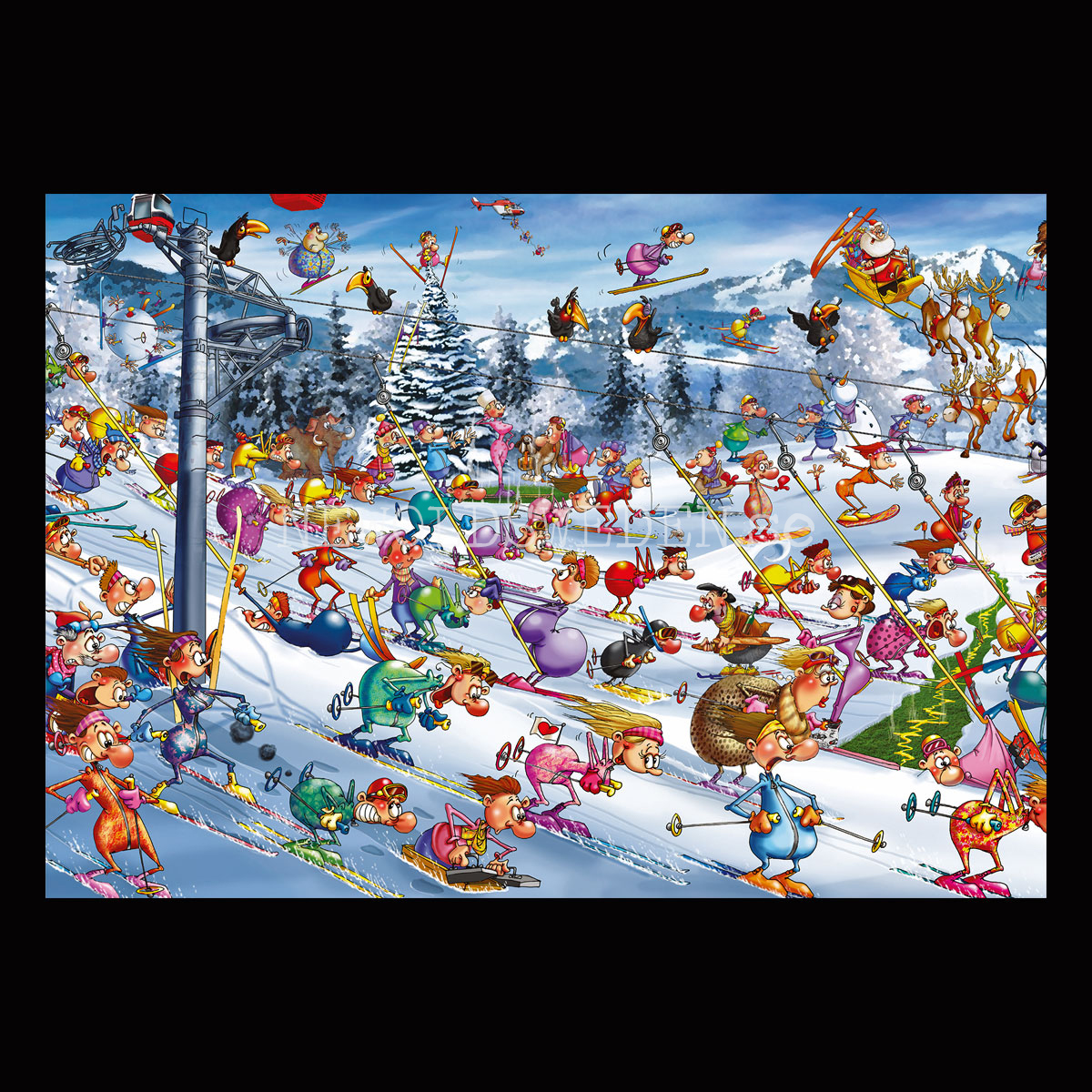 Christmas Skiing 1000 Puzzel - 68 x 48.5 cm - François Ruyer - PIATNIK - 2