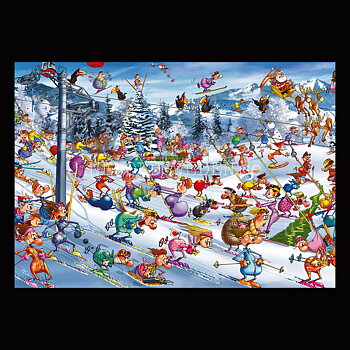 Christmas Skiing 1000 Puzzel - 68 x 48.5 cm - François Ruyer - PIATNIK