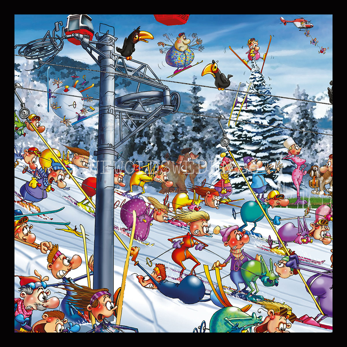 Christmas Skiing 1000 Puzzel - 68 x 48.5 cm - François Ruyer - PIATNIK - 3