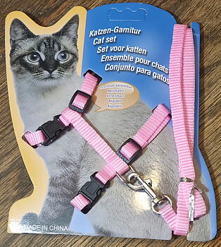Kattsele, rosa med koppel