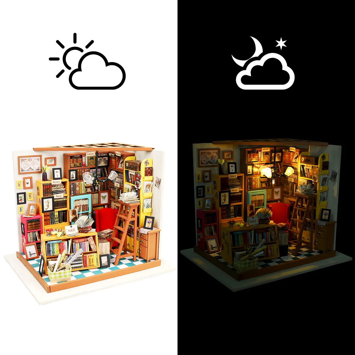 3D-Pussel i Trä med Belysning — Sam's Study - 3