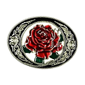 Belt Buckle With a Red Rose
