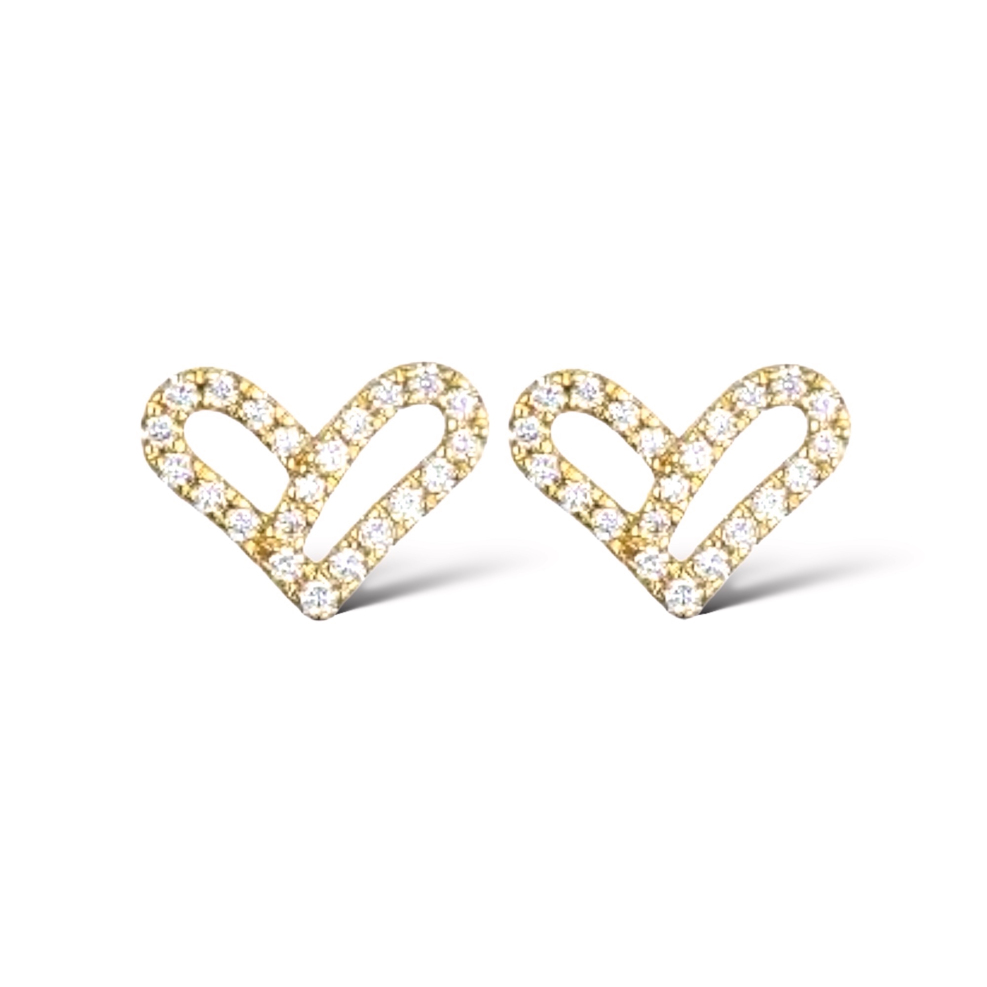 Open diamond heart earrings