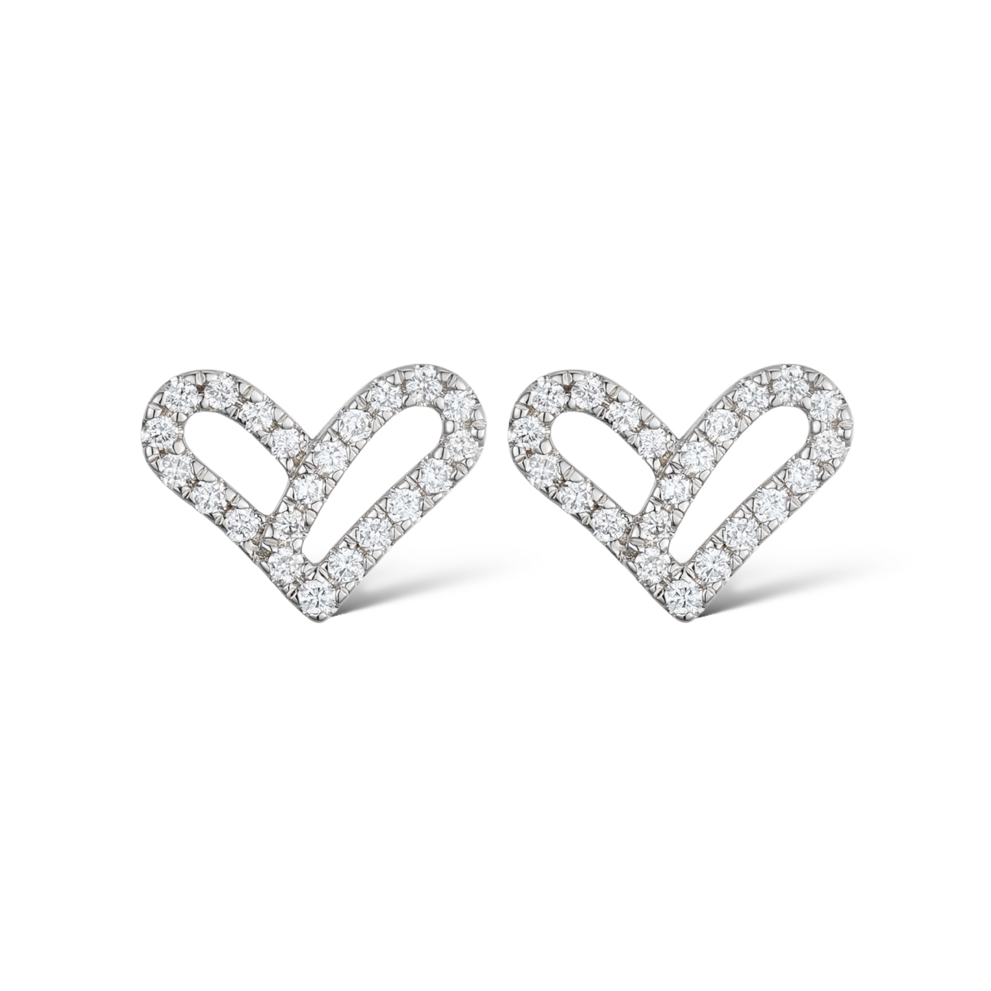 Open diamond heart earrings - 2