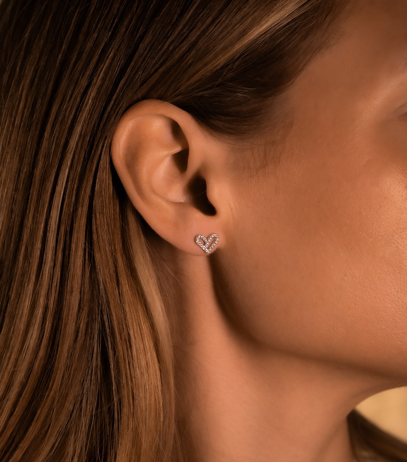 Open diamond heart earrings - 3