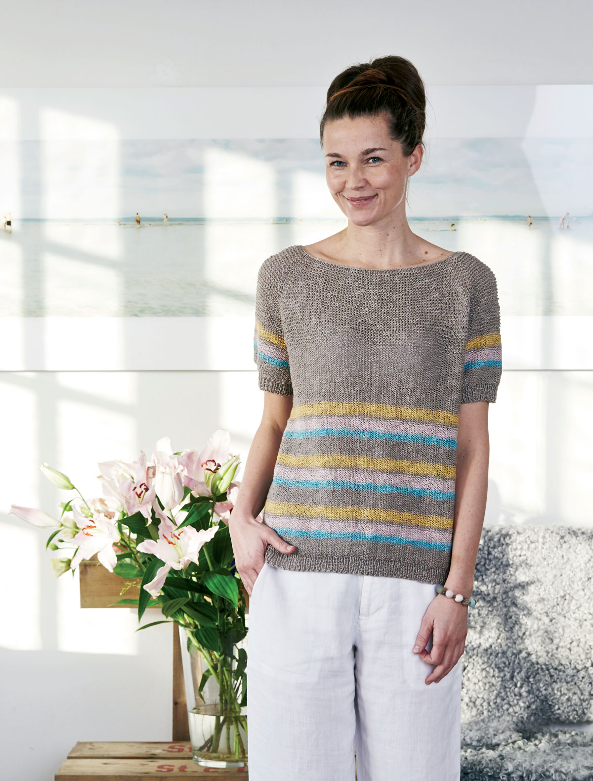 898050 Raglanjumper med ränder