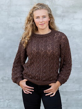1593 Jumper med hålmönster och ballongärmar