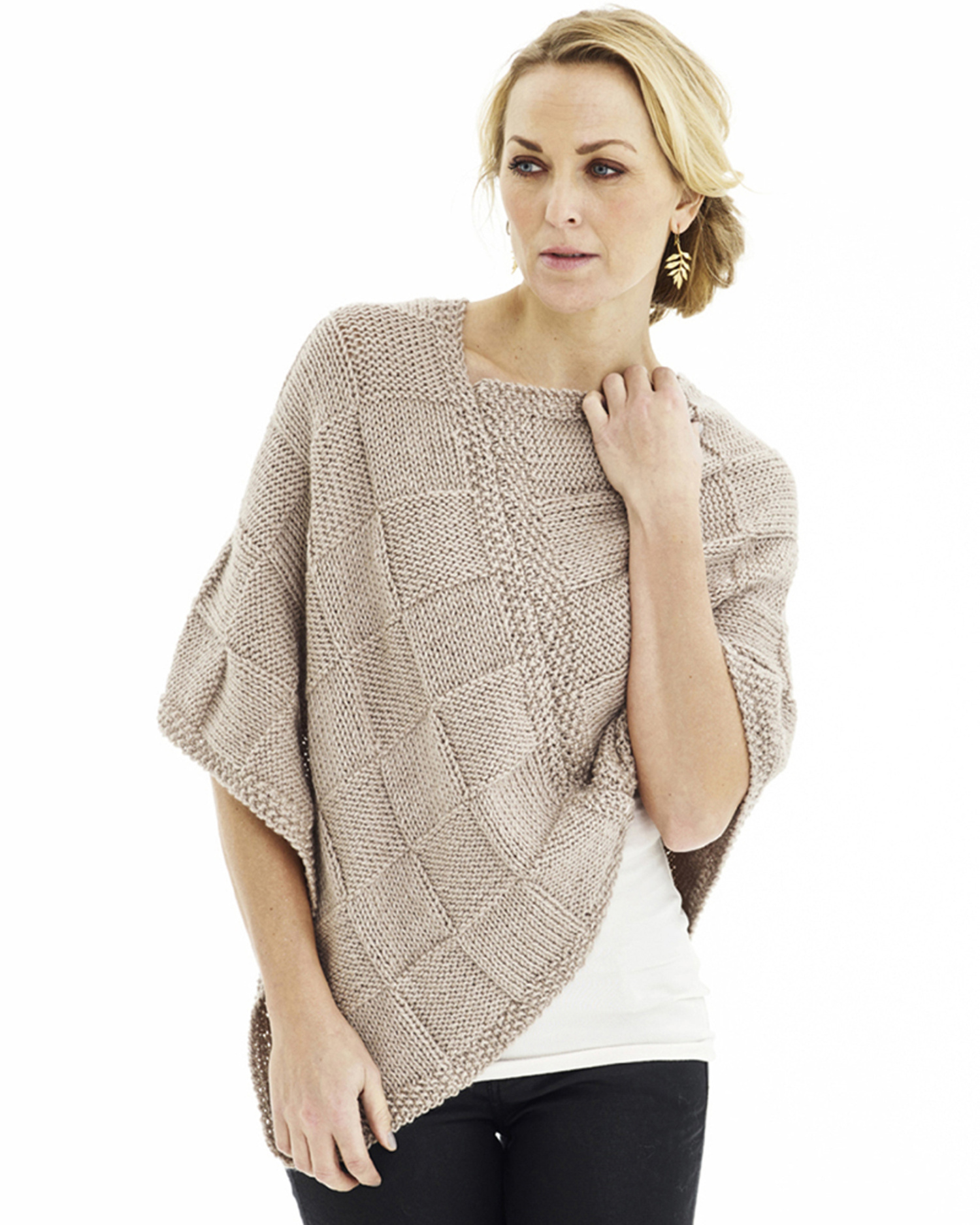 Stickmönster Poncho med rutor (Digitalt)– ONIONknit 1466 