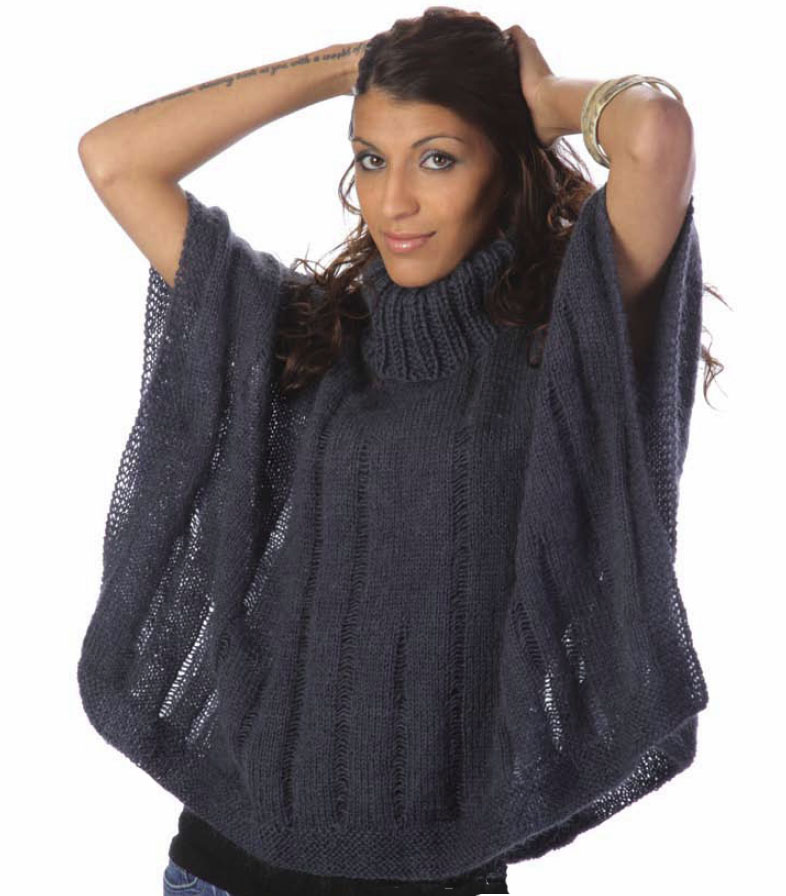 Poncho med löpmaskor (Digitalt)