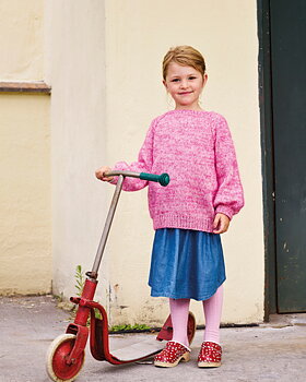 Maja Tröja med flätraglan och ballongärmar barn 2-8 år