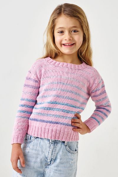 Randig barntröja 2-8 år i Maja garn (Digitalt)