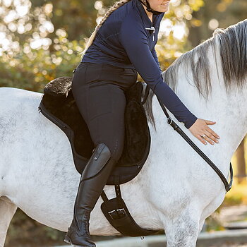 QHP barbackasadel / ridpad SuperSoft (2-i-1), svart, full