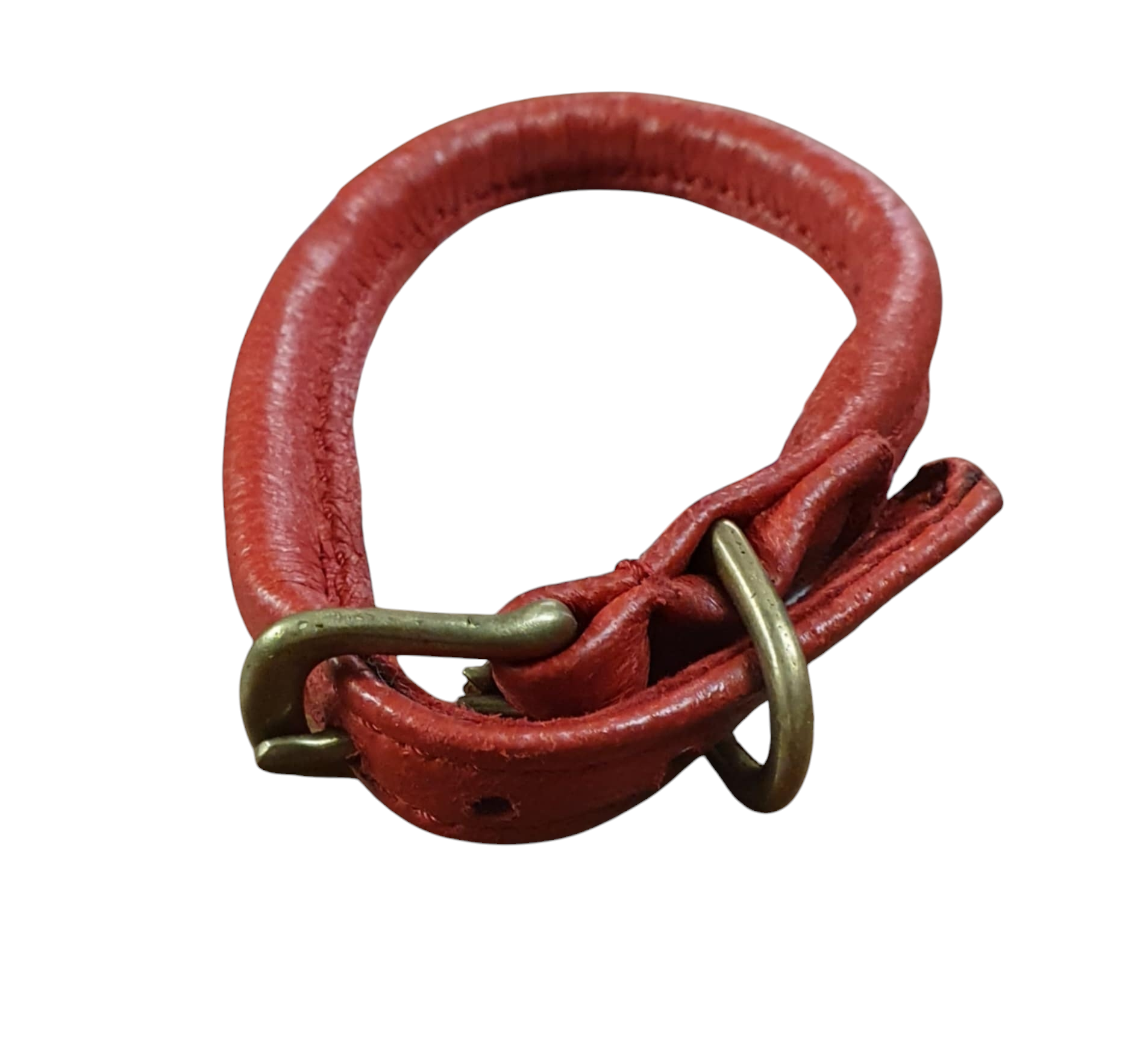 Halsband runt rött 30cm skinn