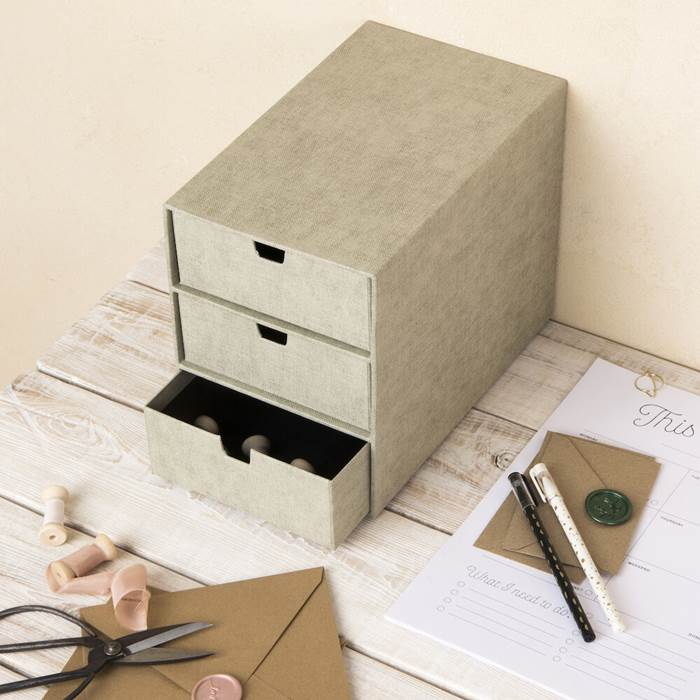 3-lådsbyrå Bigso Ingrid canvas linen - 3