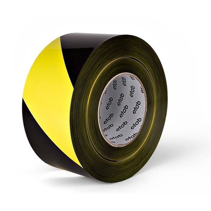 Varningsband 75mmx500m gul/sva - 3