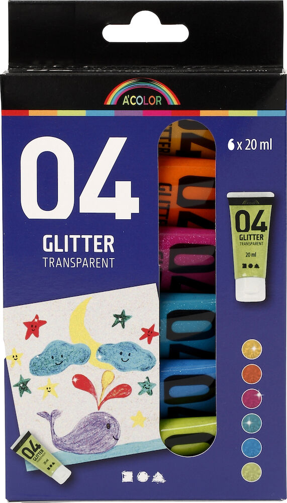 Akrylfärg glitter 6 x 20 ml - 2