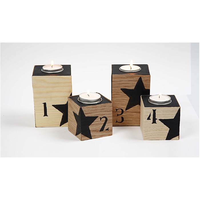 Värmeljusstake MDF 6x6x6cm - 3