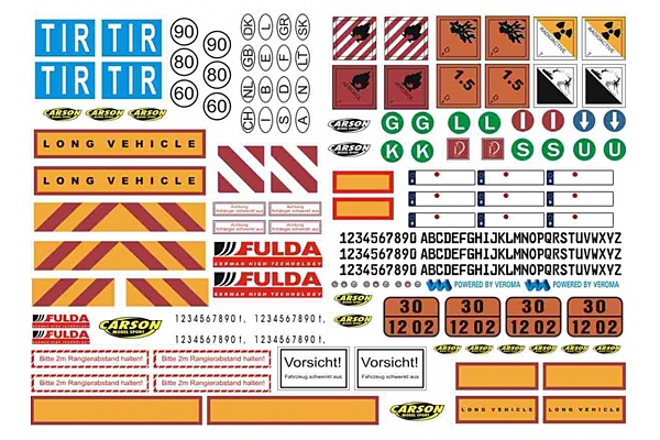Carson C907086 1:14 Sticker-Sheet Truck Caution-Signs (for Tamiya Trucks)