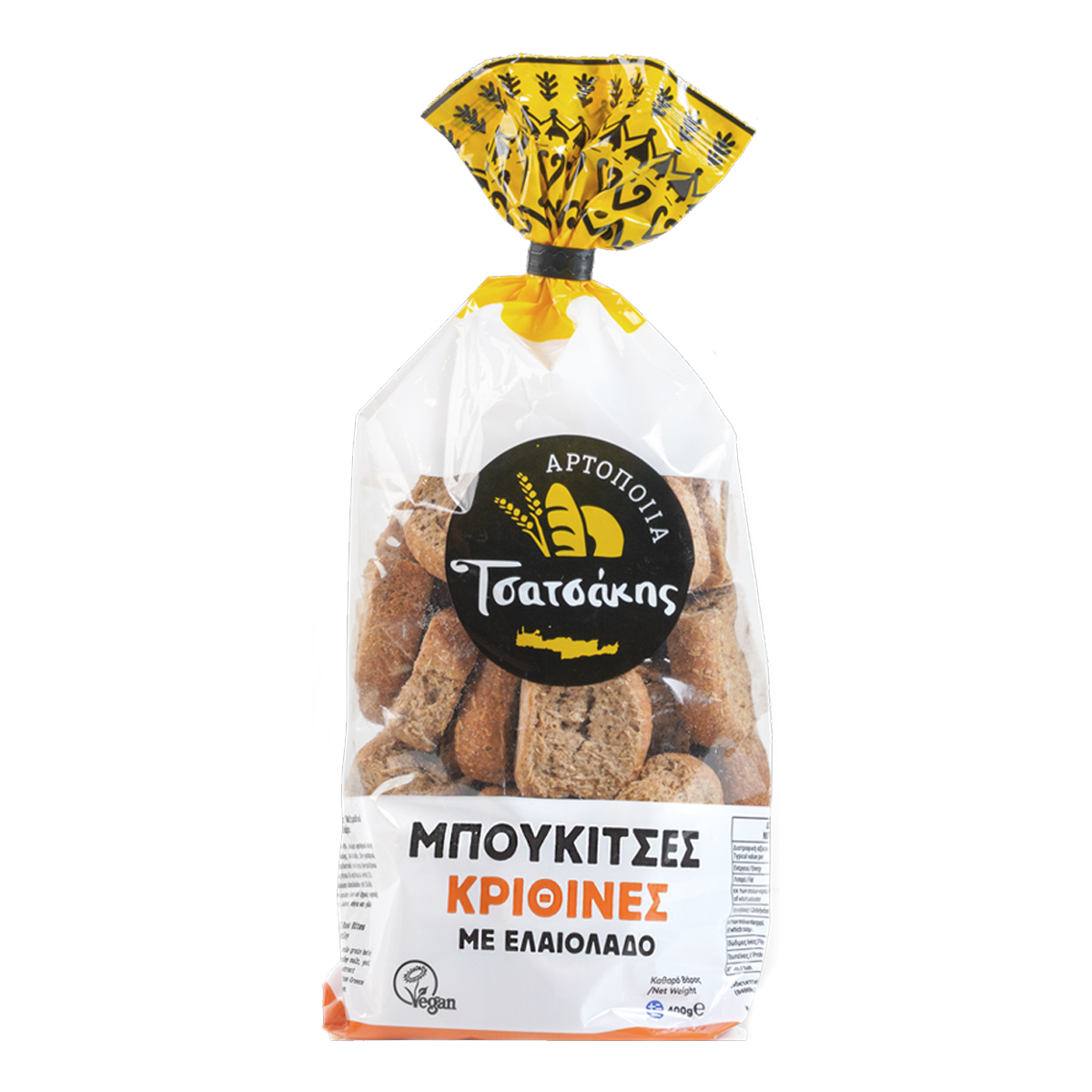 Tsatsakis, mini, krithina with olive oil 400g,- crusts