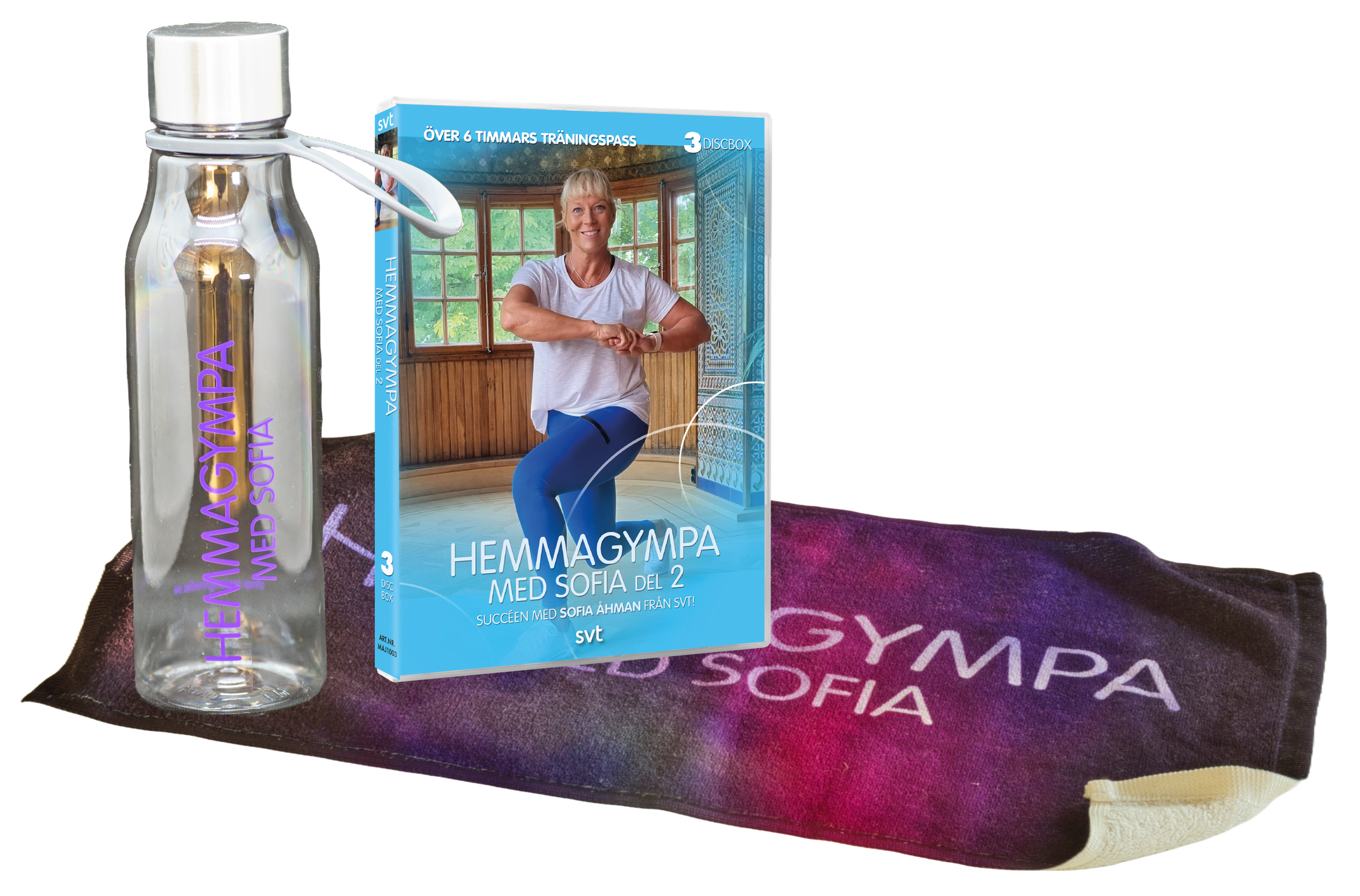 Hemmagympa med Sofia Del 2 - Paket med Vattenflaska & Handduk