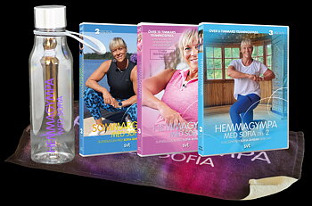 Komplett paket Hemmagympa 1&2, Sommargympa - Vattenflaska, Handduk