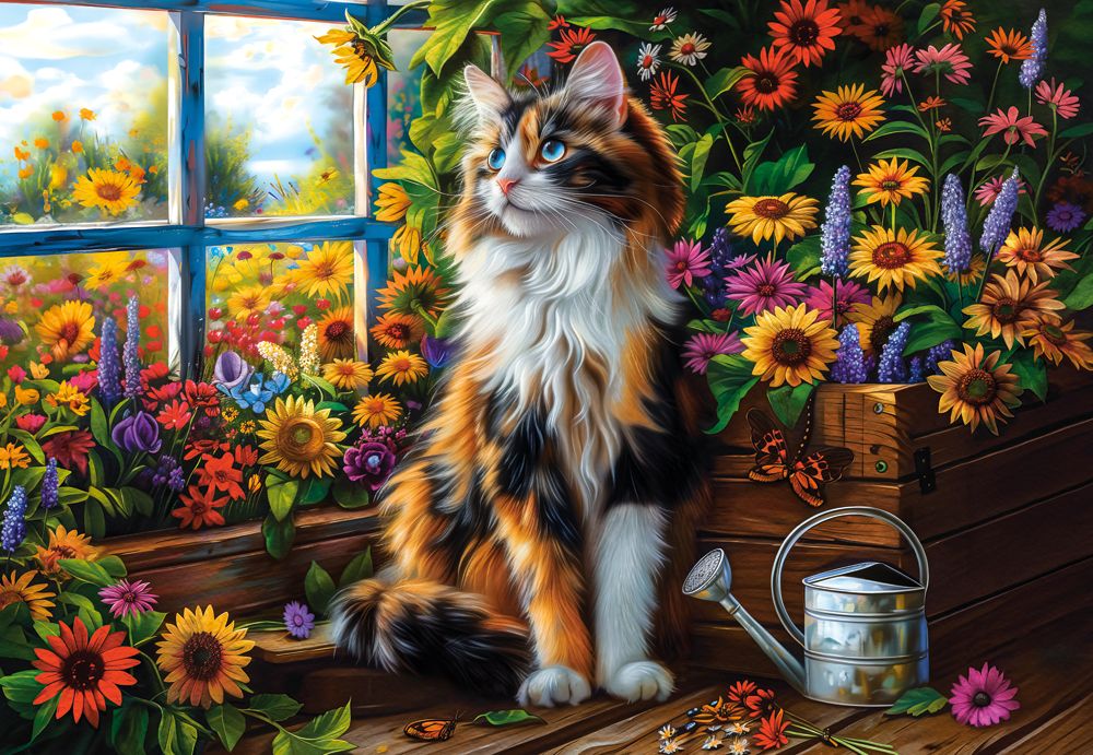 Blooming Cat Meditation, puslespil med 1000 brikker (C-105342)