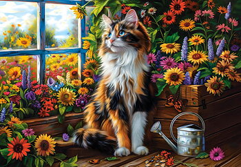 Blooming Cat Meditation, puslespil med 1000 brikker (C-105342)