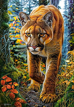 Mountain Lion In The Forest, 1500-bitarspussel (C-152261)