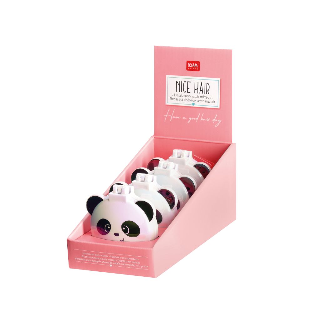 Nice Hair, hårborste med spegel, Panda - 2