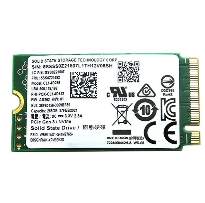 Begagnad 256GB LiteON CL1-4D256-D22 M.2 PCI-e Gen3 NVME SSD 2242