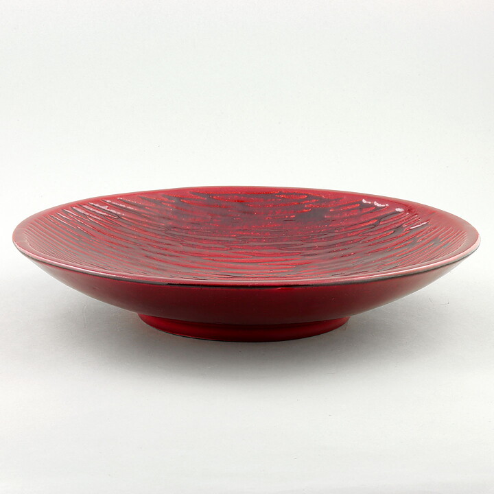 マリ・シムルソン  Tokyoシリーズ  赤色の楕円形のボウル  レリーフ装飾  30cm  1952年