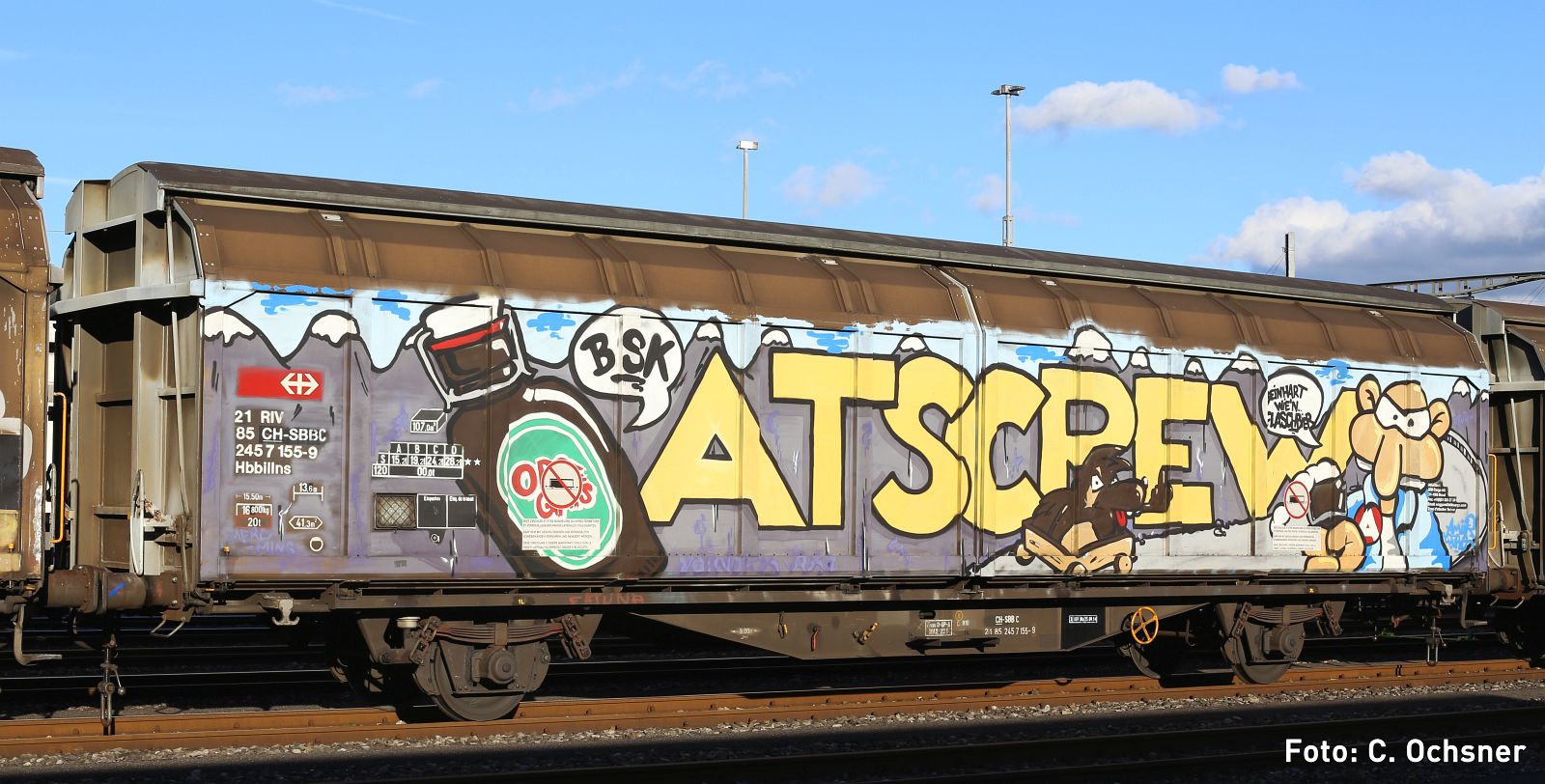 Skjutdörrsvagn Hbbillns SBB Graffiti