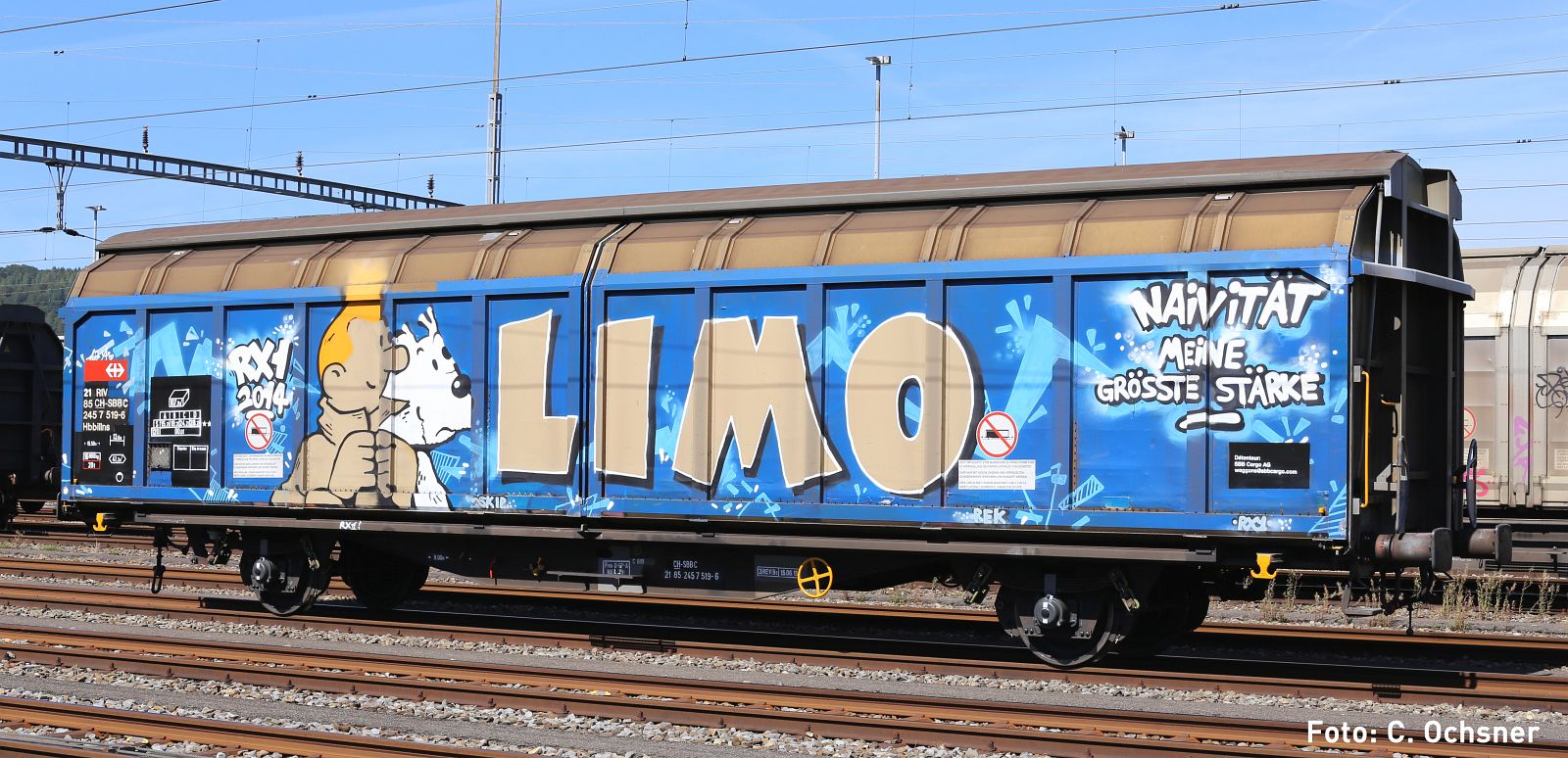 Skjutdörrsvagn Hbbillns SBB Graffiti