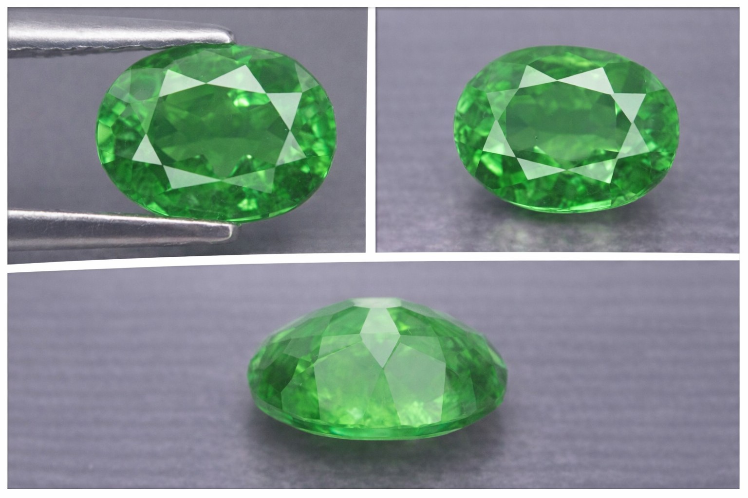 Preciosa piedra preciosa suelta de granate tsavorita natural de corte ovalado muy bonita de 0,34 ct - 4