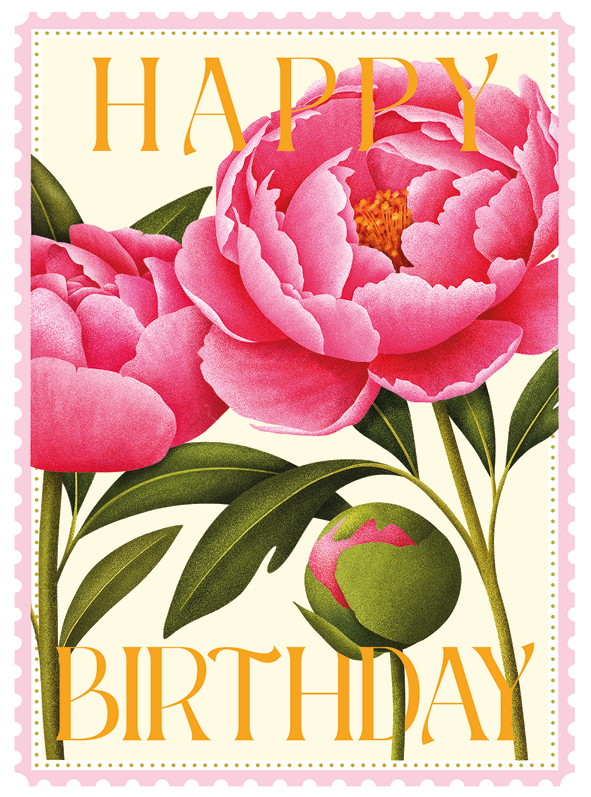 Colourburst Peonies Greeting Card