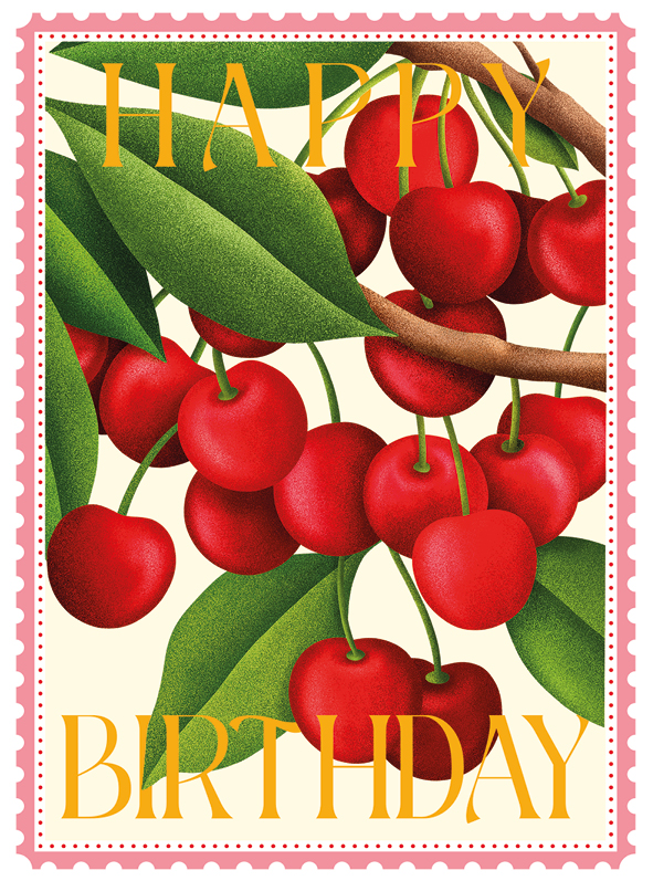 Colourburst Cherries Greeting Card